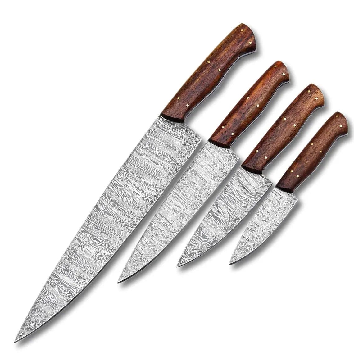 DAMASCUS KITCHEN CHEF KNIVES SET | 8 Inch | Walnut Wood | Kitchen Knives Set