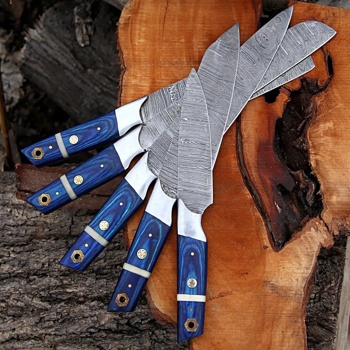 CUSTOM HANDMADE DAMASCUS CHEF SET (Style 2) | 13 Inch | Damascus Steel | Kitchen Knives Set