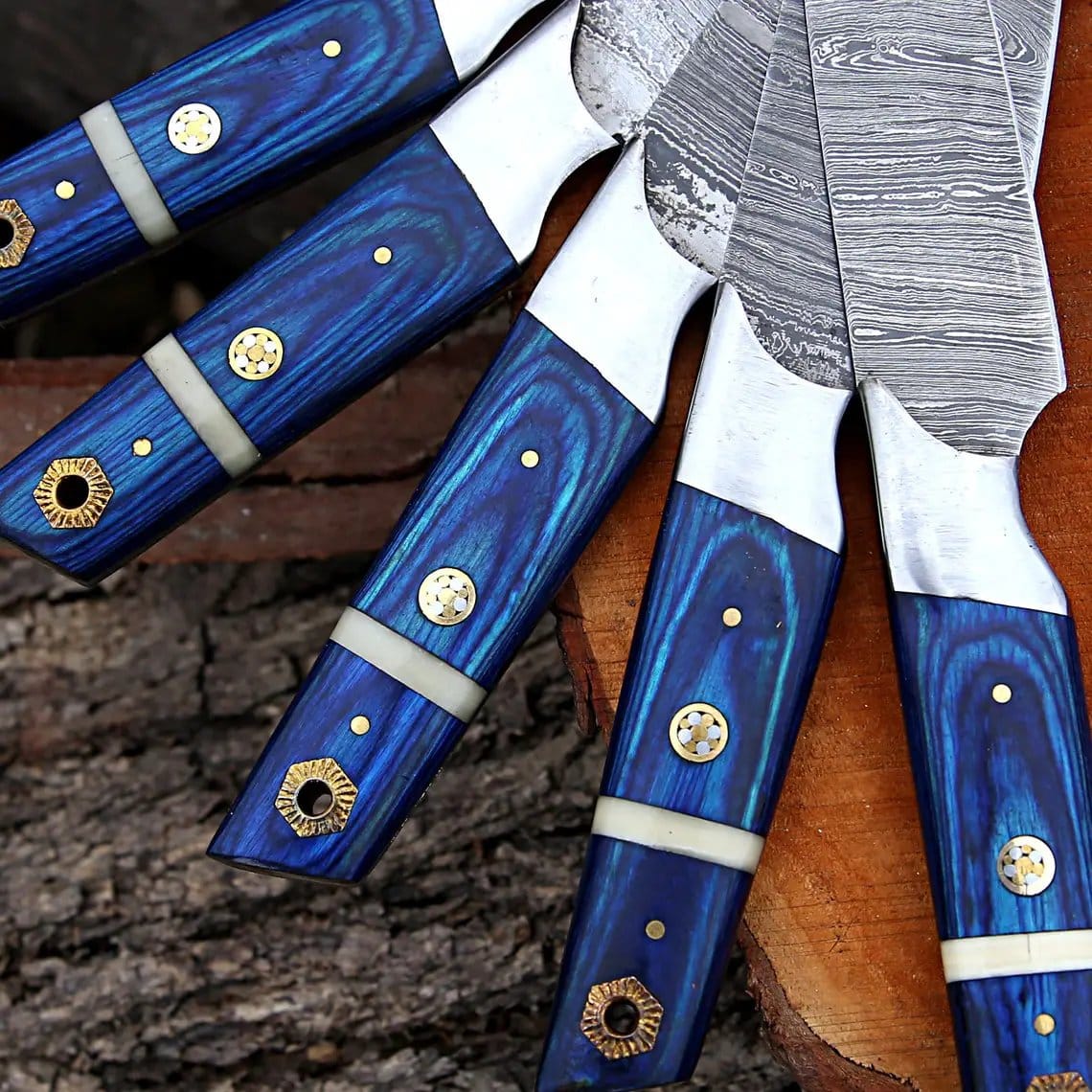 CUSTOM HANDMADE DAMASCUS CHEF SET (Style 2) | 13 Inch | Damascus Steel | Kitchen Knives Set