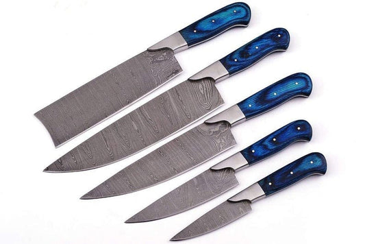 Custom Handmade Damascus Chef's Knife 13” with Pakka Wood Handle, Steel Bolster | 8 Inch | Damascus Steel | Kitchen Knives Set
