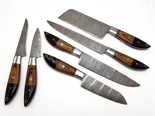 Custom Handmade Damascus Steel Chef Knife 13” with Pakka Wood or Resin Handle, Steel | 8 Inch | Damascus Steel | Kitchen Knives Set