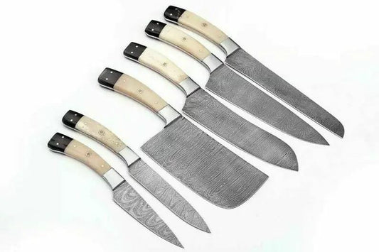 Custom Handmade Damascus Steel Japanese Knife 13” with Camel Bone or Resin Handle | 8 Inch | Damascus Steel | Kitchen Knives Set