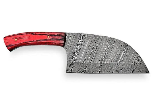 Custom Handmade Damascus Cleaver - 10” Blade with Pakka Wood Handle & Leather Sheath | 10 Inch | Damascus Steel | cleaver Knife