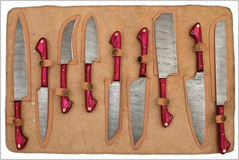 DAMASCUS KITCHEN CHEF KNIVES SET | 8 Inch | Wood | Kitchen Knives Set