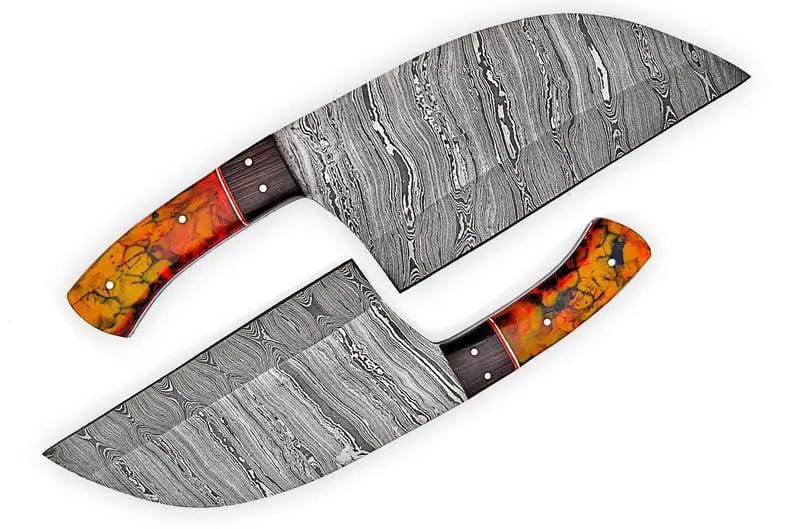 Cleaver Kitchen Knife 10” Damascus Steel Blade with Epoxy Resin or Wangi Wood Handle | 10 Inch | Damascus Steel | cleaver Knife