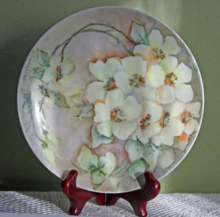 Bavarian Porcelain Plate | Hand-Painted Cherry Blossom Decor | Buckmaster | Collectors & Hosts