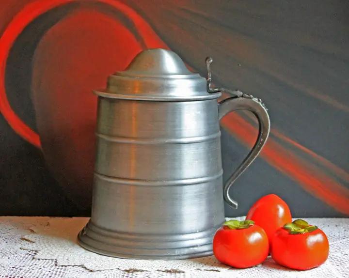 Vintage Ice Bucket | Ornate Handle | Plastic Insert | 12 Inch Tall