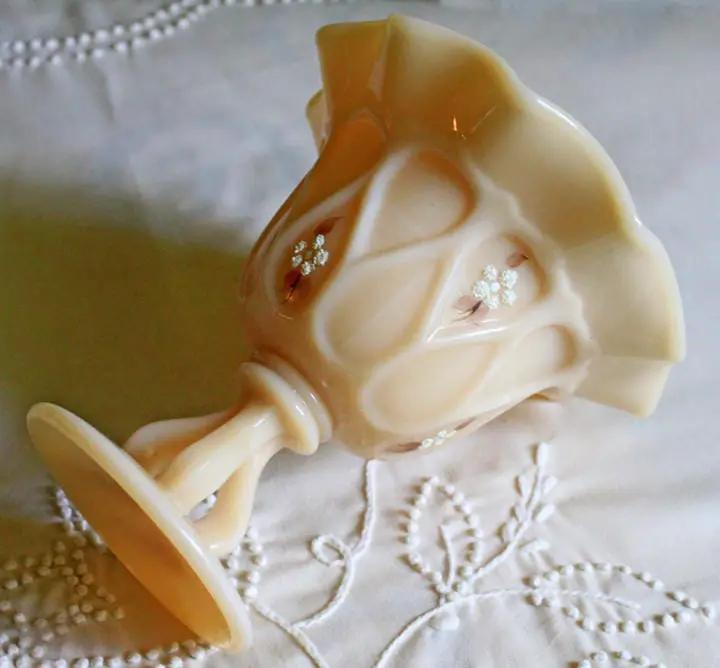 Westmoreland Milk Glass Bowl | Hand Painted Floral | Signed Artist | 5 Inch