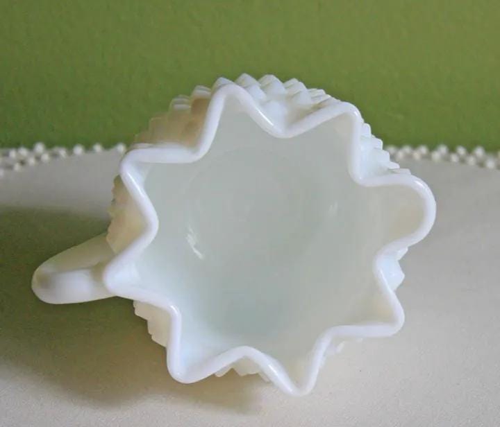 Vintage Milk Glass Creamer | Hobnail Scalloped Sauce Dish | Collectible Vintage | Collectors & Hosts