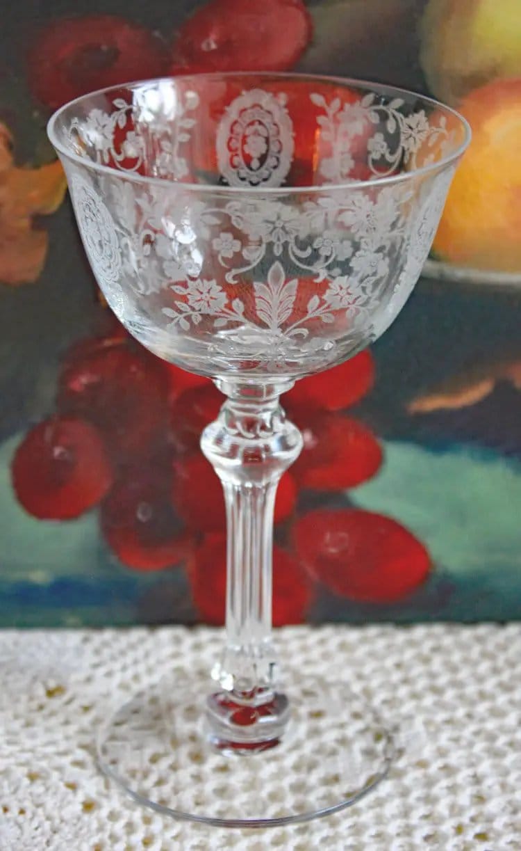 Tiffin-Franciscan Wine Goblets | Etched June Night Pattern | Collectible Stemware | Collectors & Hosts