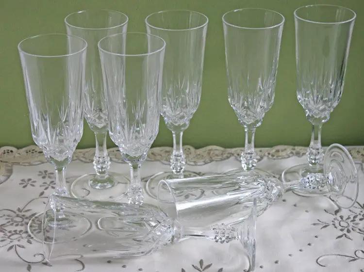 Vintage Crystal Stemware | Ornate Stem | 7.5 Inch Height | Set Of 8
