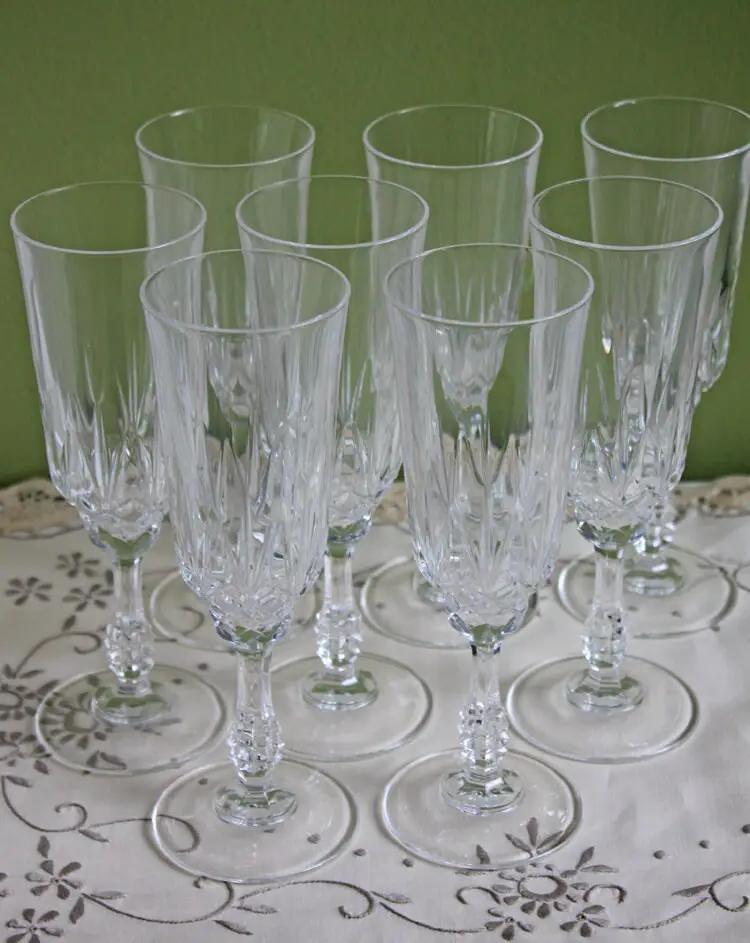 Vintage Crystal Stemware | Ornate Stem | 7.5 Inch Height | Set Of 8