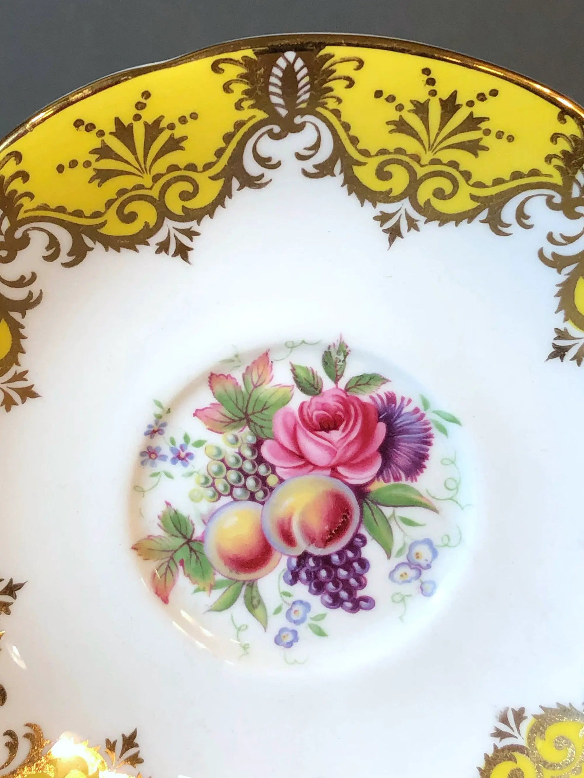 Tea Cup And Saucer | Antique Fine Porcelain | Gold And Pink Accent