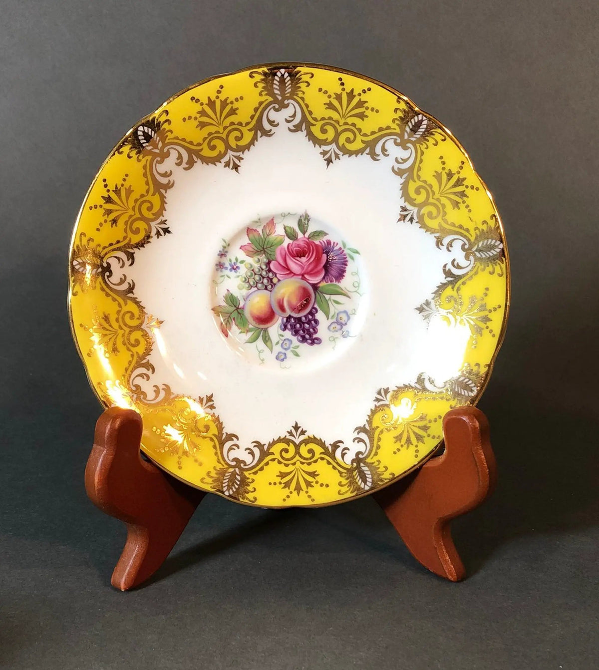 Tea Cup And Saucer | Antique Fine Porcelain | Gold And Pink Accent