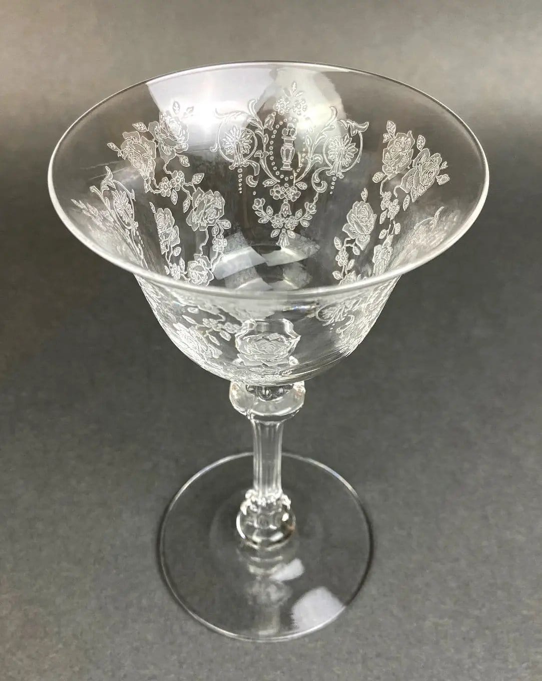 Vintage Tiffin Franciscan Champagne Stemware | Cherokee Rose Motif | Set of 8 Stunning Etched Champagne Glasses | Collectors & Hosts