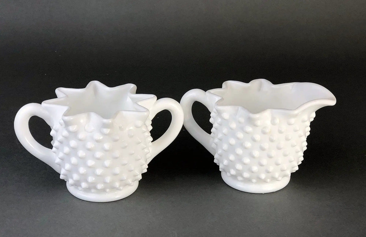 Vintage Milk Glass Creamer | Hobnail Scalloped Sauce Dish | Collectible Vintage | Collectors & Hosts