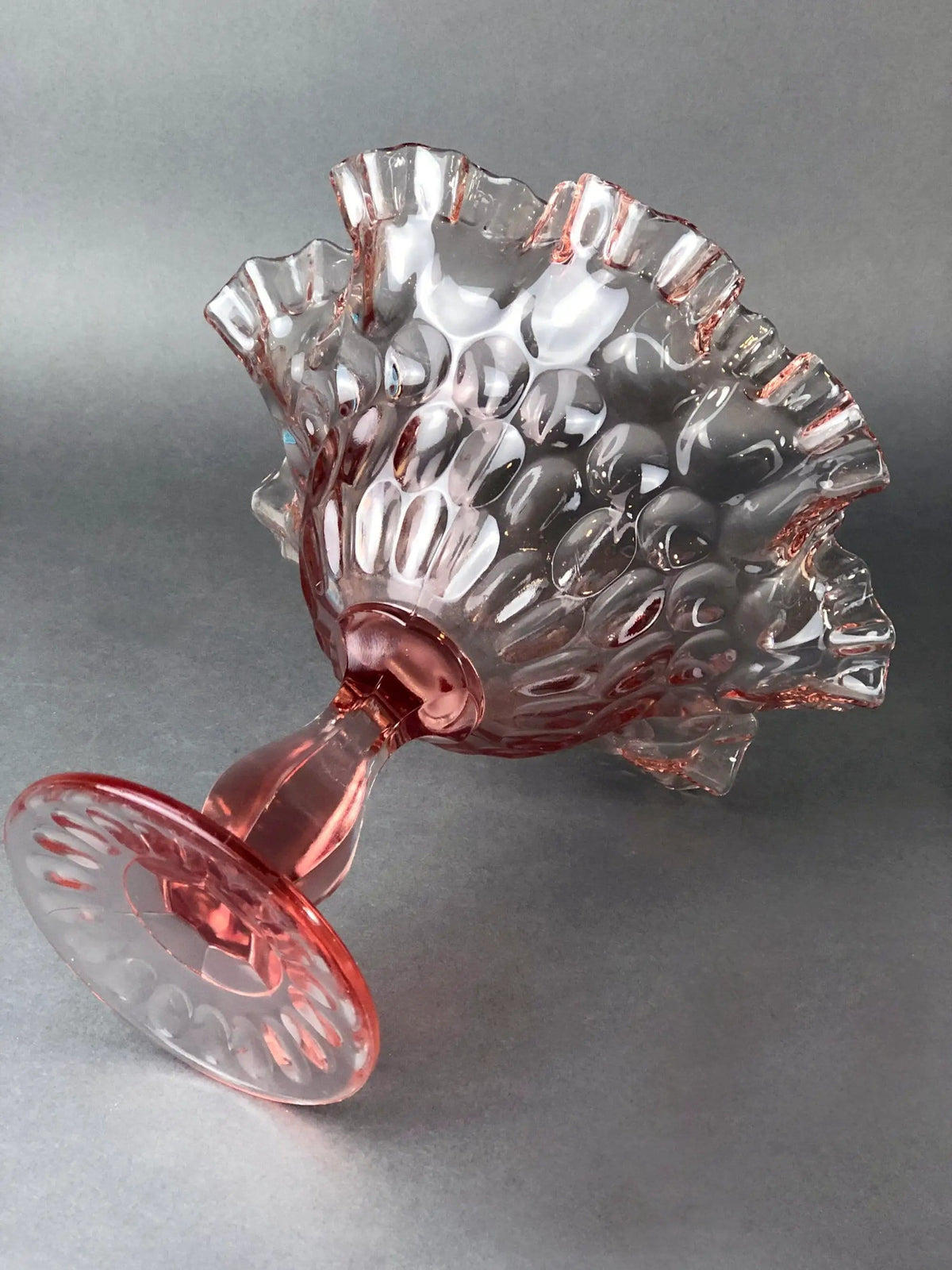 Green Glass Compote Shaped Like a Tree | Vintage Footed Serving Dish with Stem Shaped like a Tree Trunk | Fruit Stand | Collectors & Hosts
