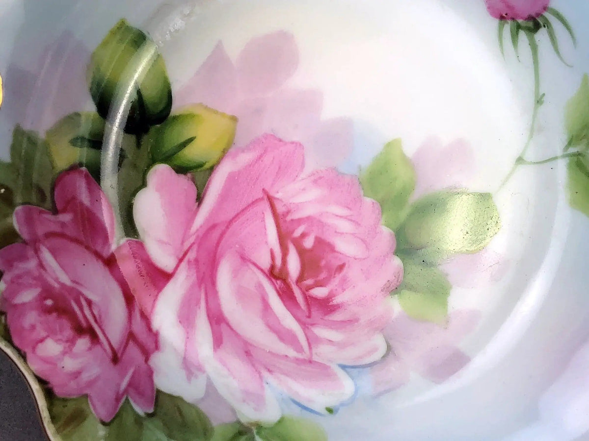 Antique Porcelain Berry Bowls in Blueberry Motif | Set of Two Small Serving Plates by Embassy Ware, Fondeville, England | Scalloped Rim | Collectors & Hosts