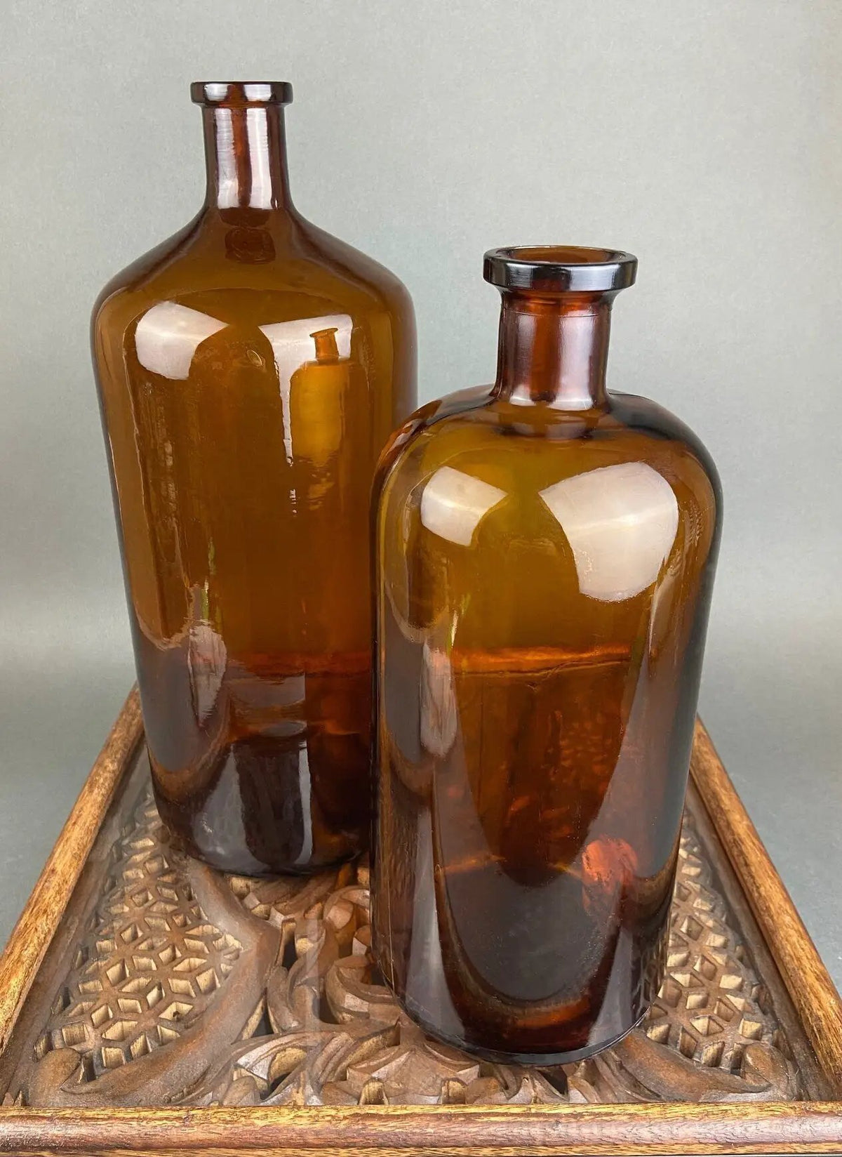 Amber Apothecary Bottle | Duraglas | 14 Inch Tall | 6 Inch Diameter
