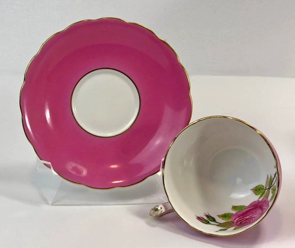Vintage Tea Cup And Saucer | Hand Painted | Fine Porcelain | 3.5 Inch Diameter
