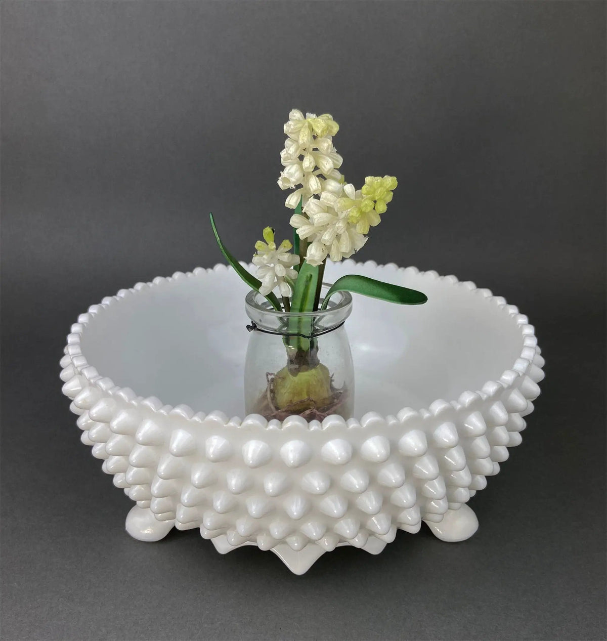 Vintage Milk Glass Bowl | Reticulated Lace Rim | 9 Inch Diameter | White Serving