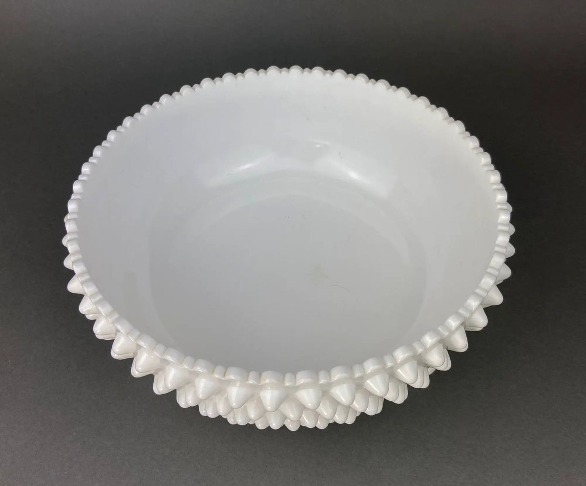 Vintage Milk Glass Bowl | Reticulated Lace Rim | 9 Inch Diameter | White Serving