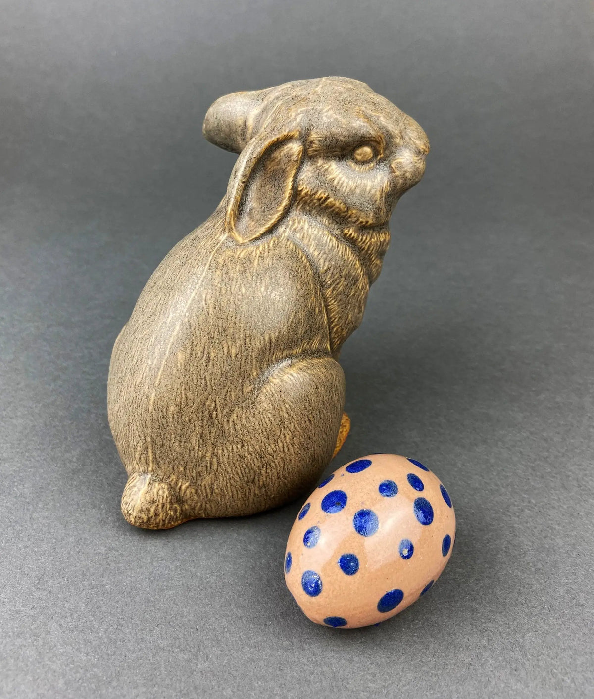 Vintage Ceramic Bunny | Beige Glaze | Spring Decor | 5 By 3 By 5 Inches