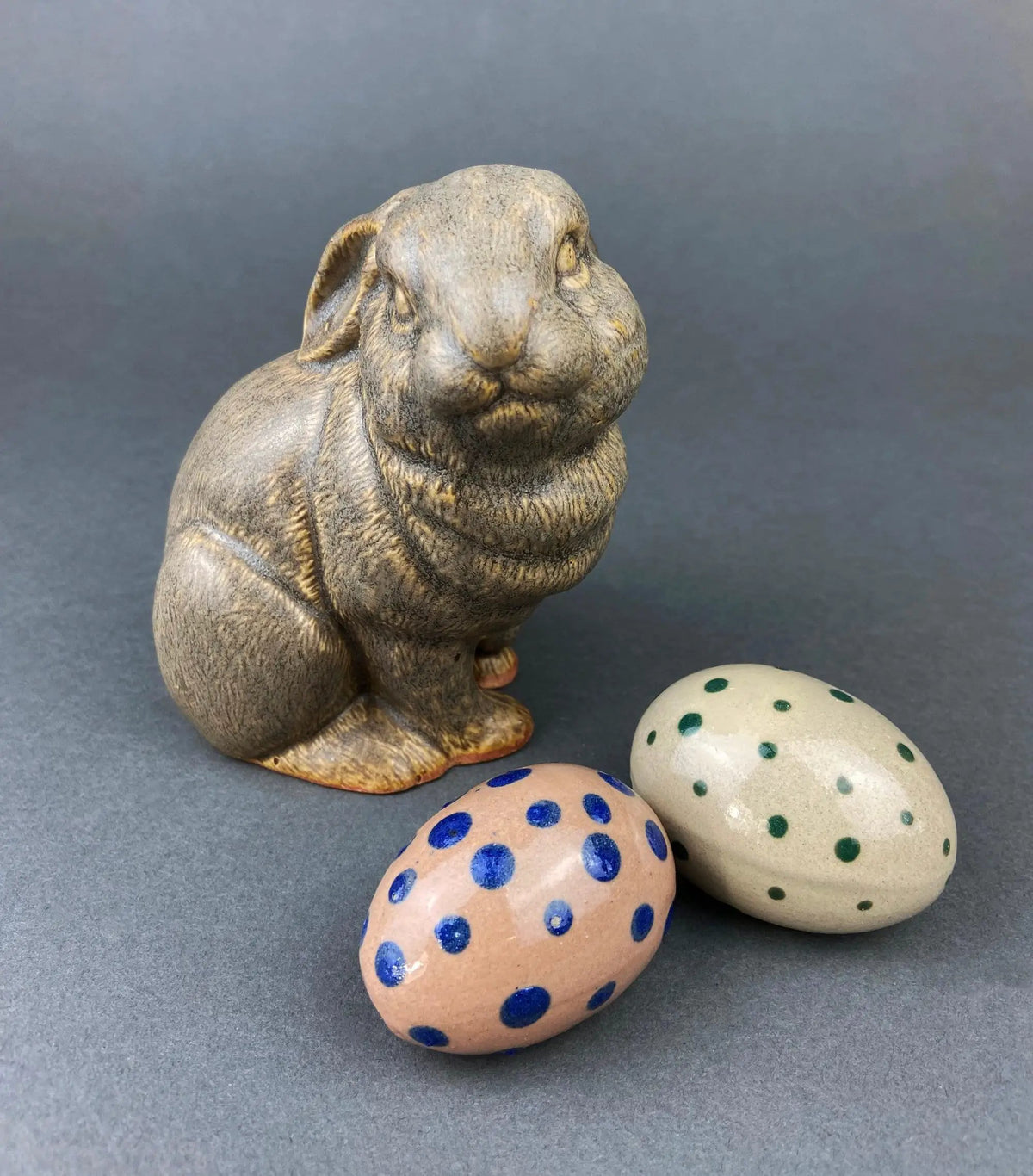 Vintage Ceramic Bunny | Beige Glaze | Spring Decor | 5 By 3 By 5 Inches