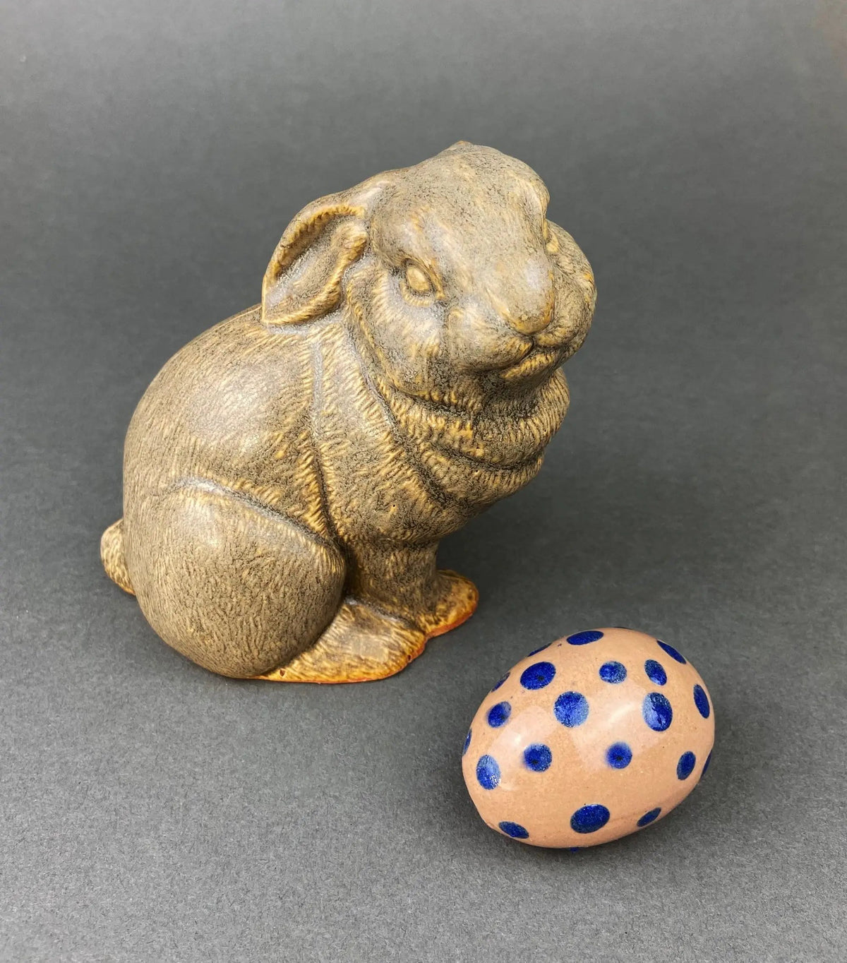 Vintage Ceramic Bunny | Beige Glaze | Spring Decor | 5 By 3 By 5 Inches