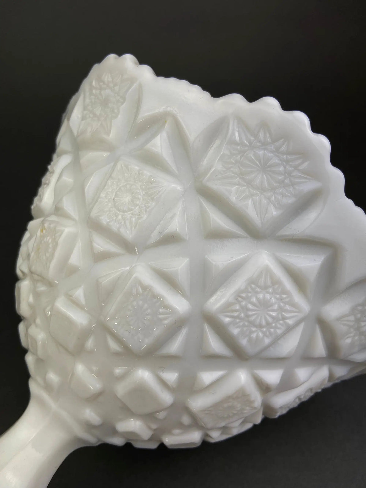 Milk Glass Bowl And Butter Dish Set | Waffle Pattern | Scalloped Edge | 7 Inch