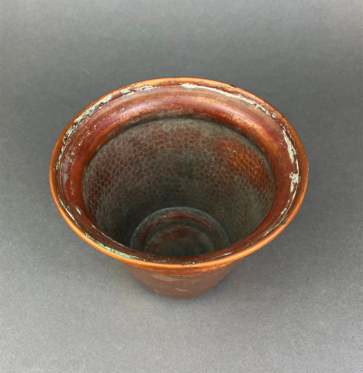 Vintage Copper Hammered Pot | Hand Pounded Metal | 5 Inch Height | 6 Inch Base