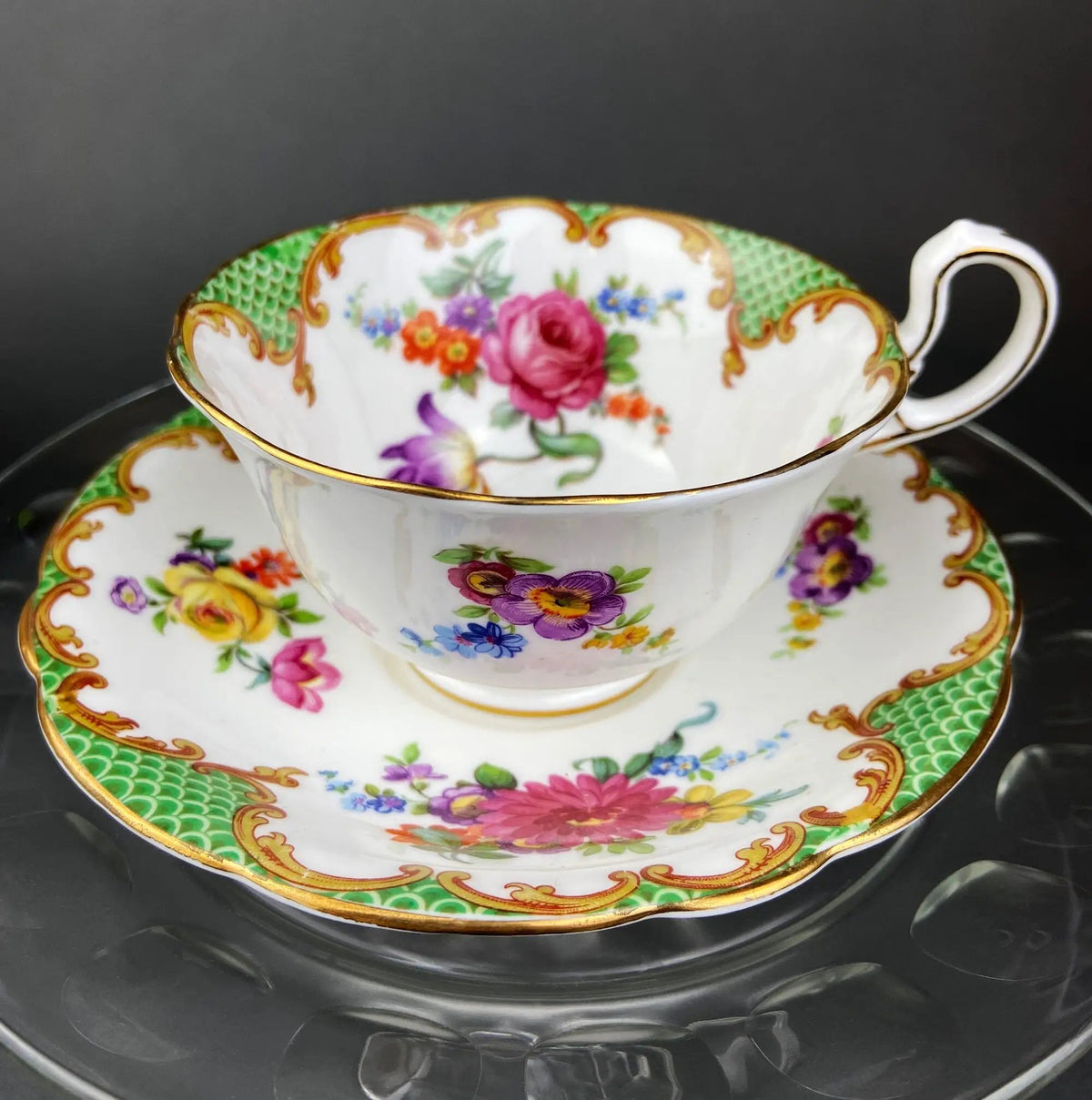 Teacup And Saucer | Fine Bone China | Floral Pattern | 3.5 Inch Rim