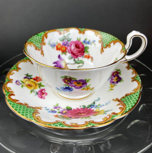Teacup And Saucer | Fine Bone China | Floral Pattern | 3.5 Inch Rim