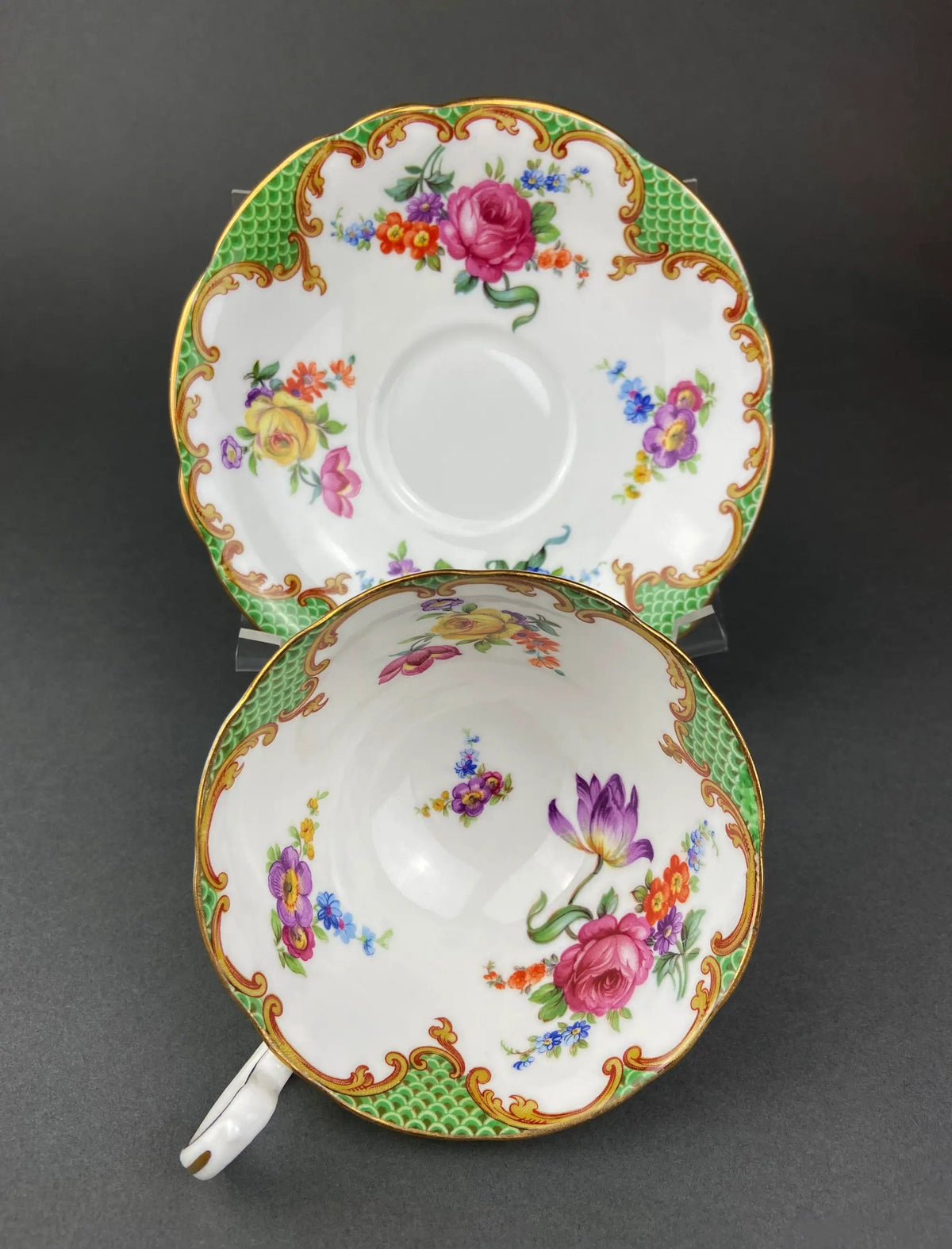 Teacup And Saucer | Fine Bone China | Floral Pattern | 3.5 Inch Rim