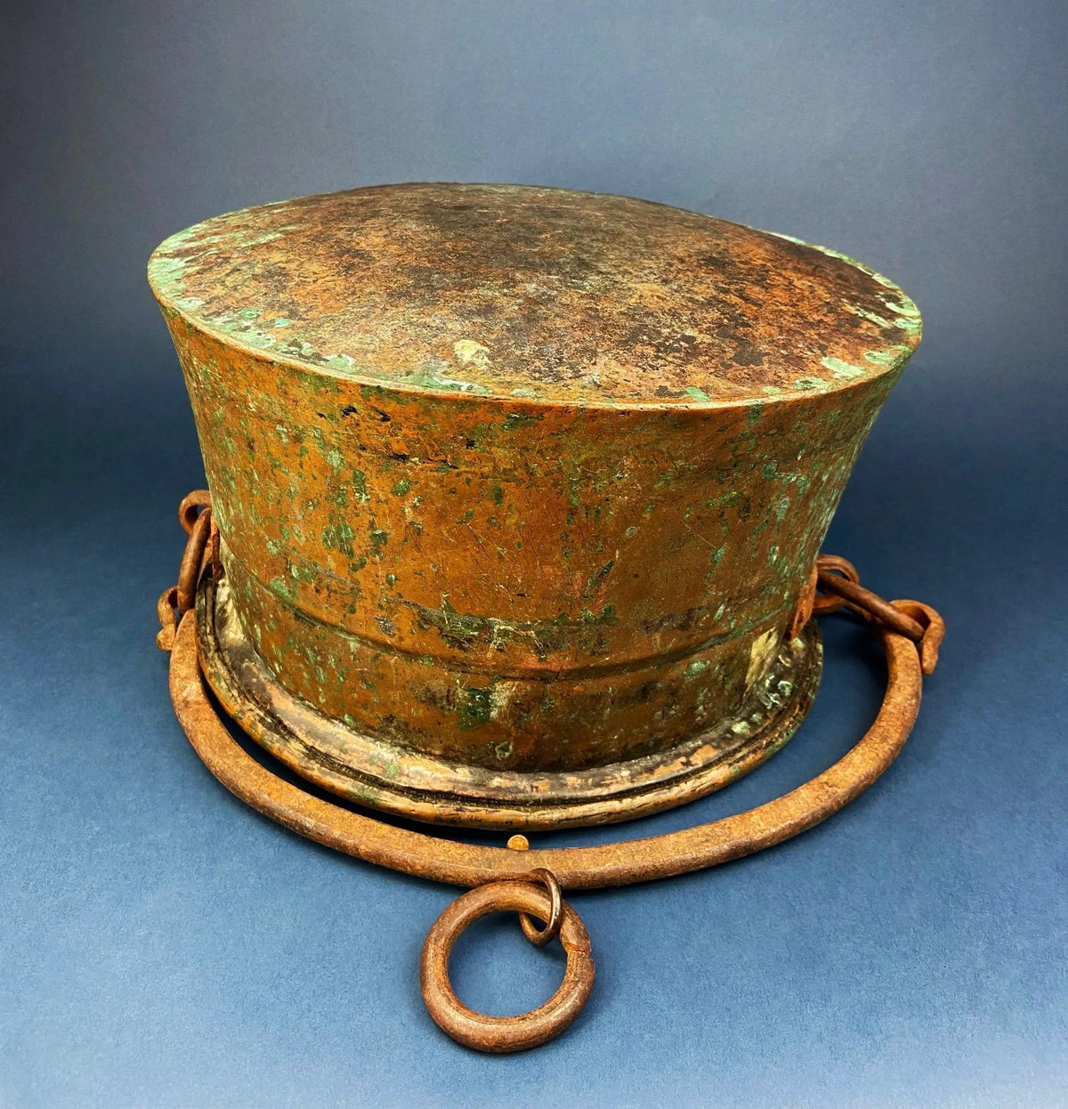 Extra Large Hand Pounded Copper Blackened Cauldron | Antique Hand Hammered Oval Scuttle for Wood Toys or Storage | Rustic Home Decor | Collectors & Hosts