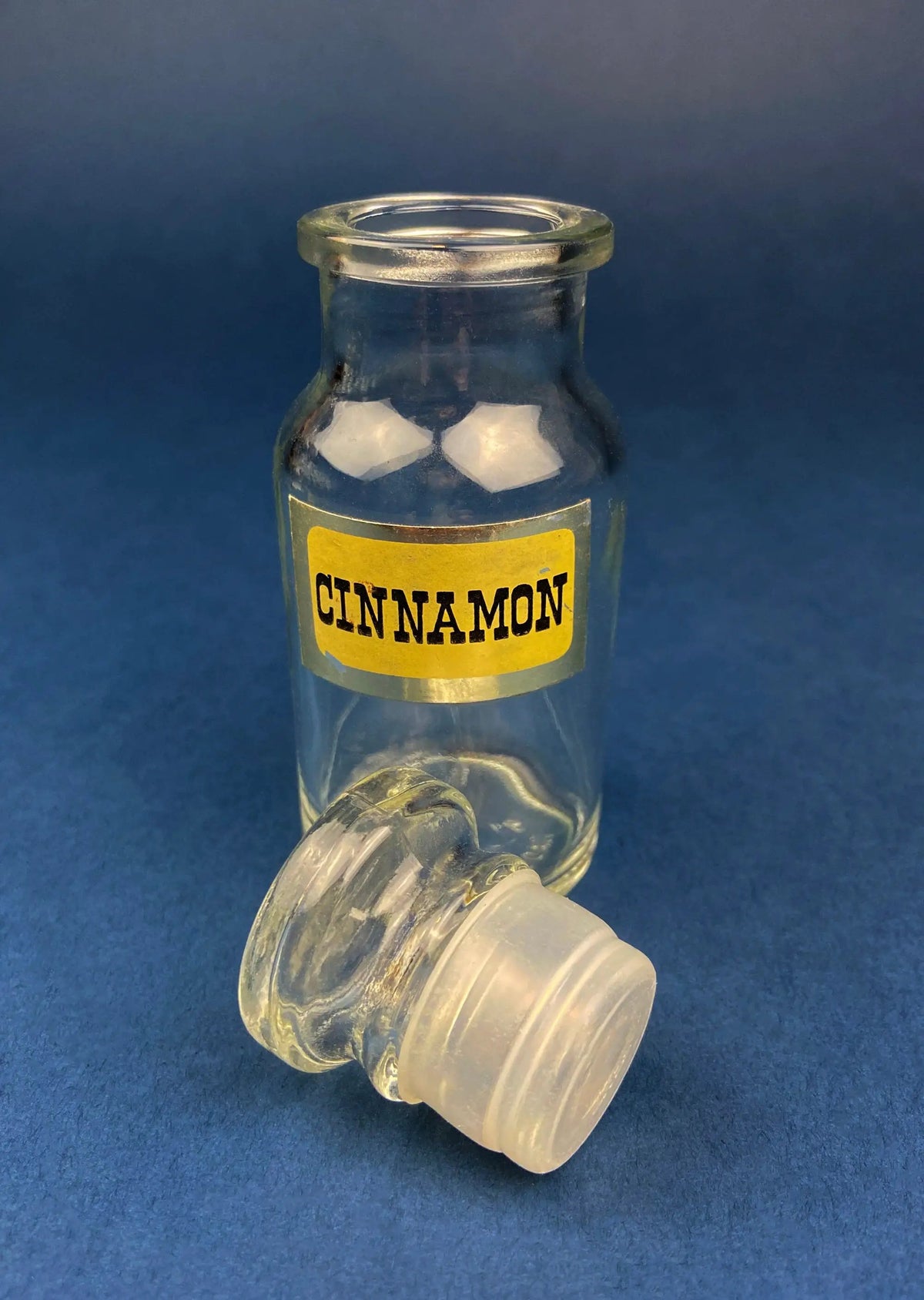 Vintage Glass Spice Apothecary Bottles | Set of Ten | Glass Stoppers | 4 Inch