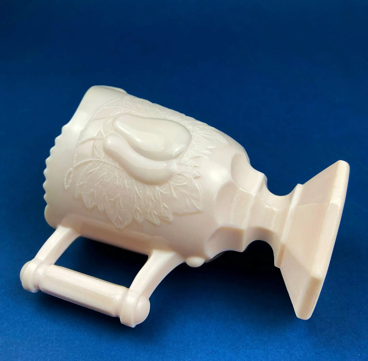 Pink Milk Glass Footed Creamer with Pear Motif | Collectible Tableware | Collectible Vintage | Collectors & Hosts