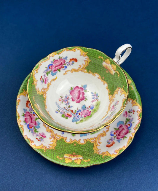 Vintage Grafton Fine Bone China Tea Cup & Saucer | Asian Inspired Decor | Collectible Vintage | Collectors & Hosts