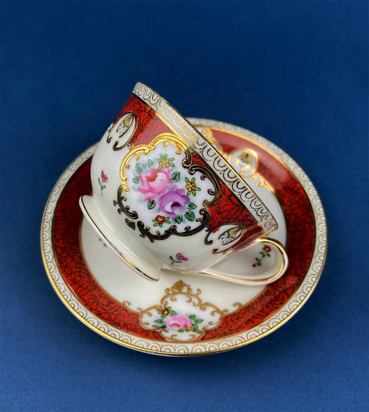 Vintage Teacup and Saucer | Hand Painted in Occupied Japan | Fine Bone China | Collectors & Hosts