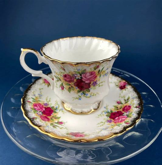 Vintage Queen Anne Bone China Porcelain Tea Cup and Saucer | Summer Days Design | Tea Party Hosting Essentials | Collectors & Hosts
