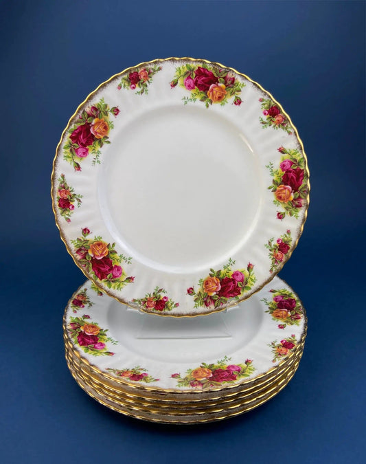Royal Albert Old Country Roses Motif 10.25" Dinner Plates | Set of 5 Plates | Dining Room Table Decor | Collectors & Hosts
