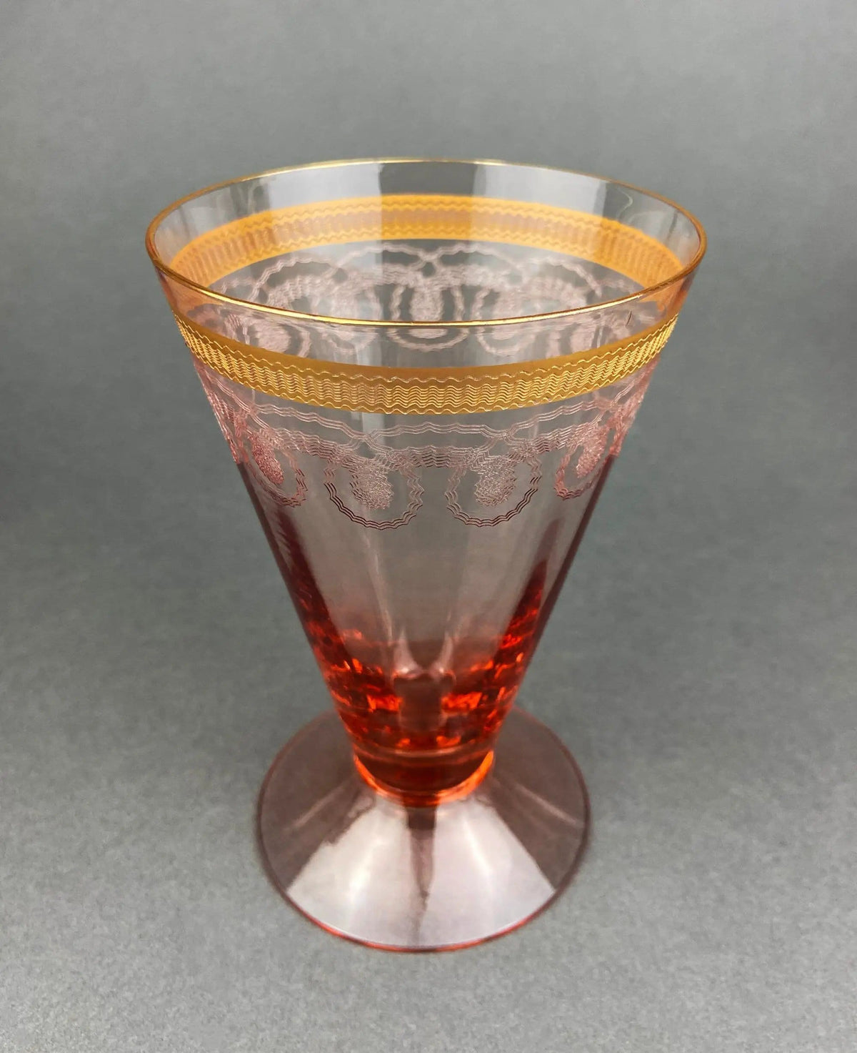 Antique Pink Crystal Goblets | Morgantown Necklace Gold Pattern | Set of 8 | Collectors & Hosts