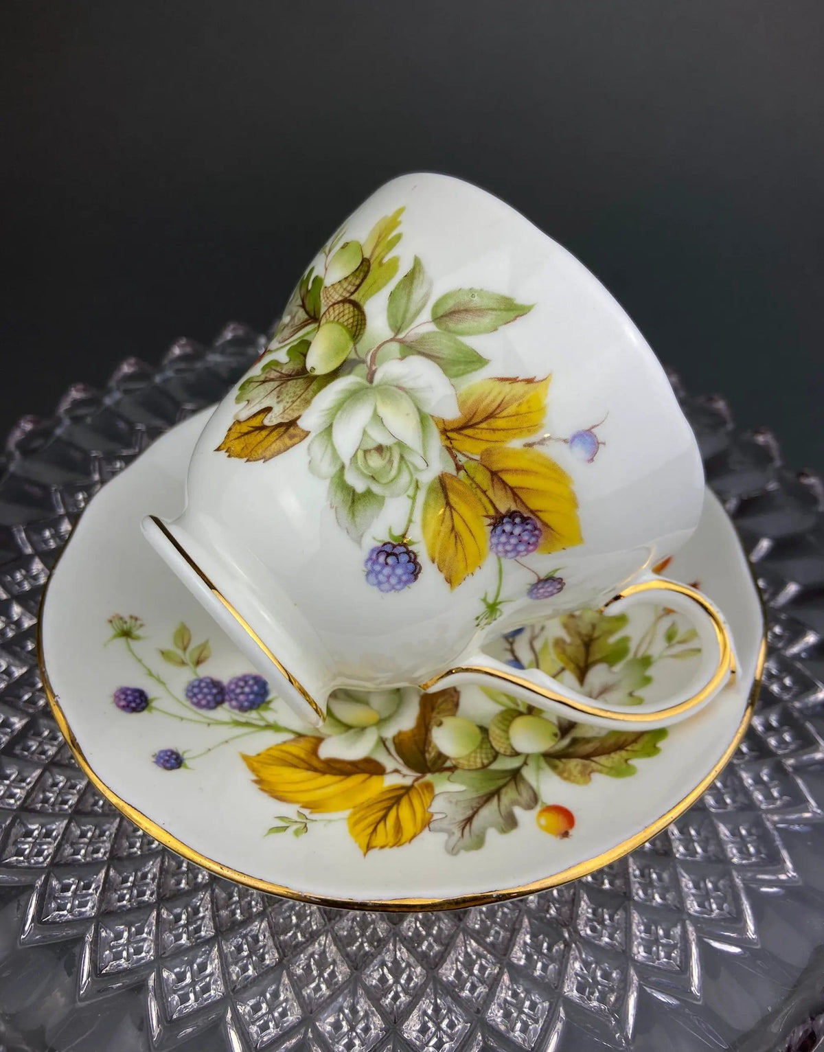 Duchess Fine Bone China Tea Cup and Saucer | Autumn Motif | Collectible Vintage | Collectors & Hosts