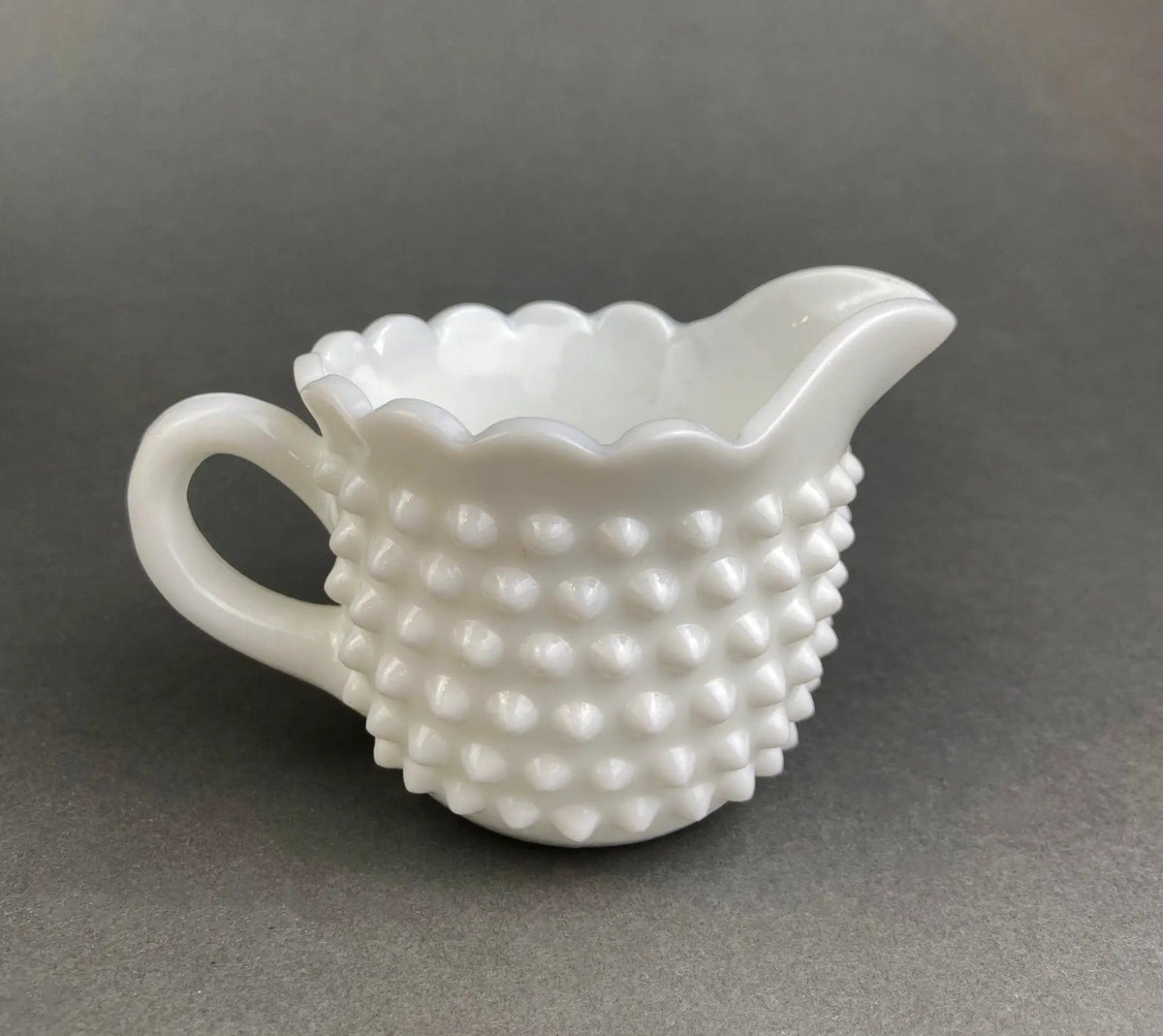 Vintage Milk Glass Creamer | Hobnail Scalloped Sauce Dish | Collectible Vintage | Collectors & Hosts