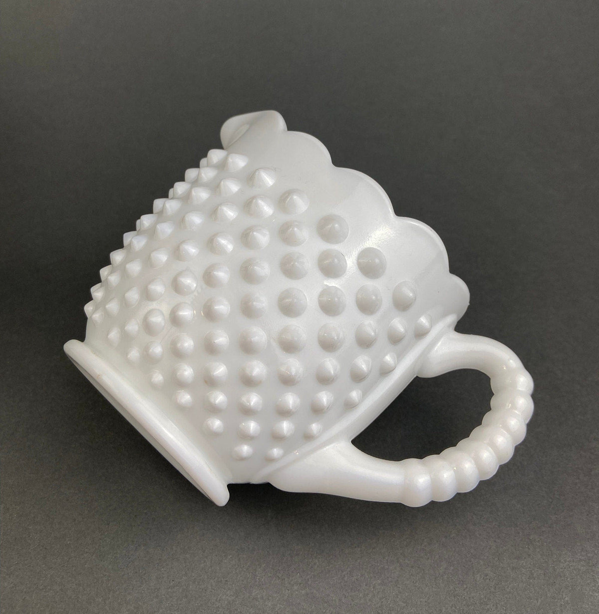 Vintage Milk Glass Creamer | Hobnail Scalloped Sauce Dish | Collectible Vintage | Collectors & Hosts