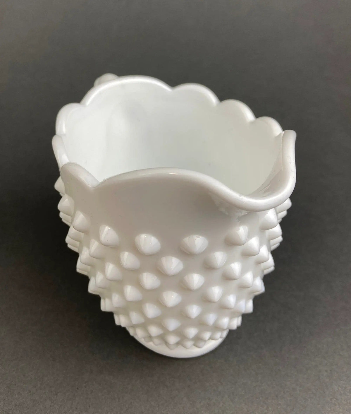 Vintage Milk Glass Creamer | Hobnail Scalloped Sauce Dish | Collectible Vintage | Collectors & Hosts