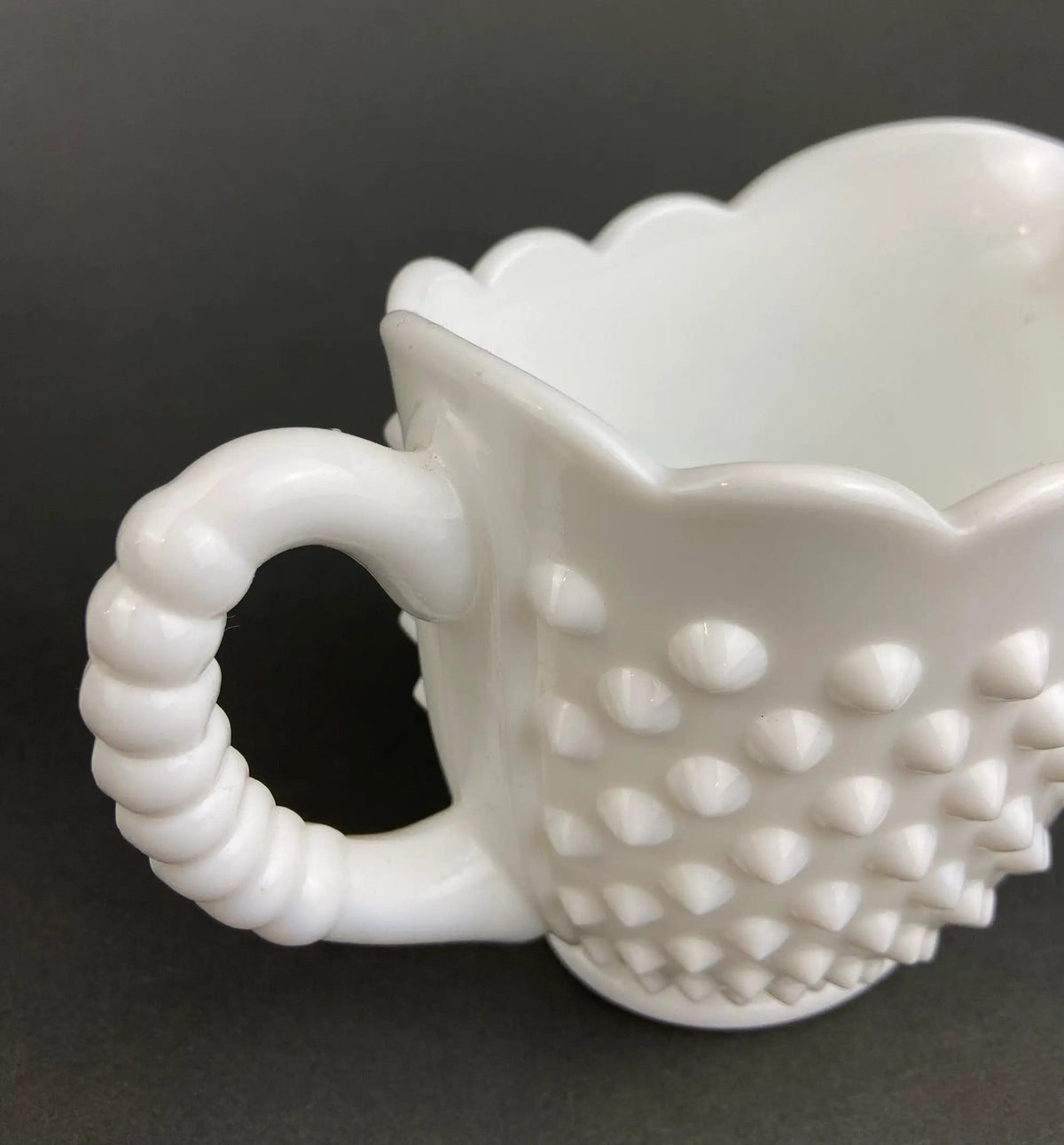 Vintage Milk Glass Creamer | Hobnail Scalloped Sauce Dish | Collectible Vintage | Collectors & Hosts