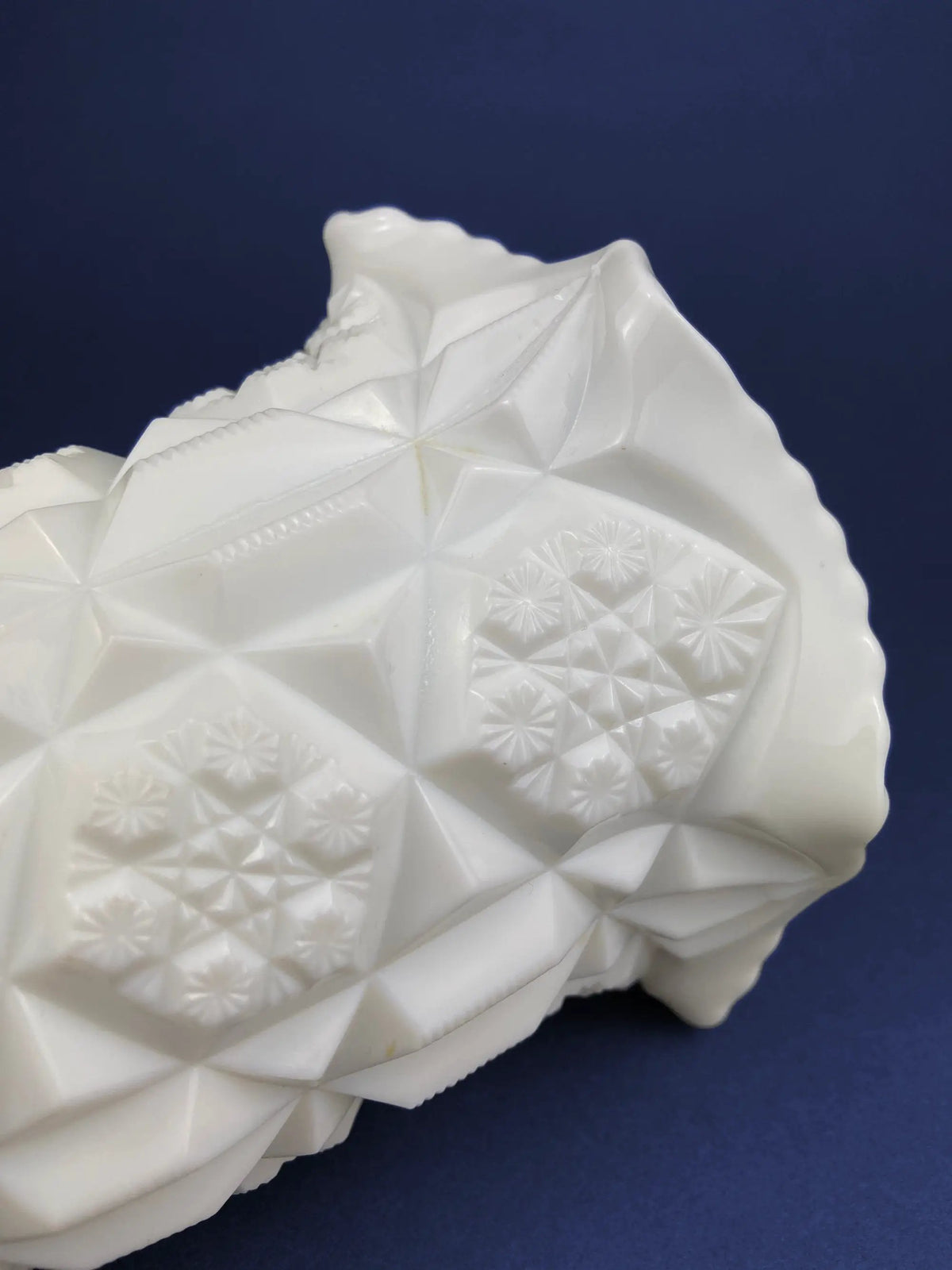 Westmoreland Milk Glass Vase | Block And Star Pattern | 6 Inch Height | Vintage