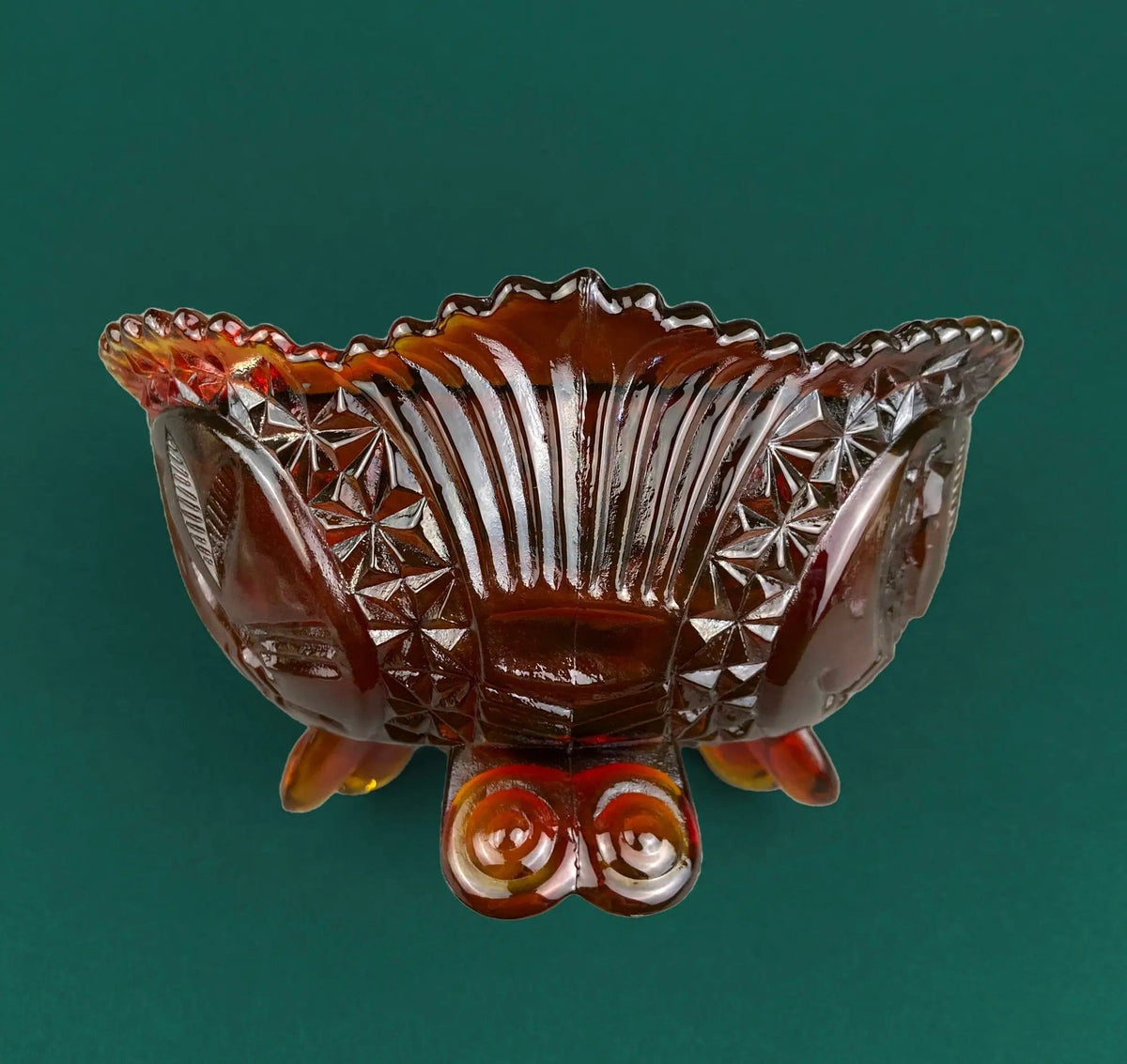 Vintage Slag Glass Footed Bowl | Brown and White Marbled Compote with Floral Base | Candy or Trinket Dish | Collectors & Hosts