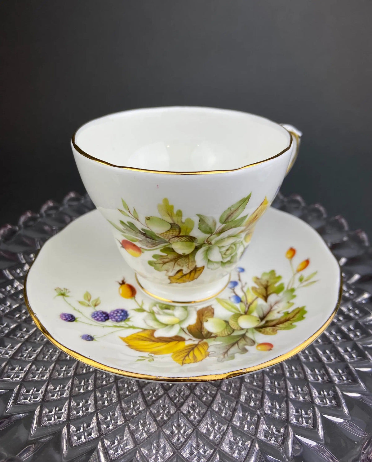 Duchess Fine Bone China Tea Cup and Saucer | Autumn Motif | Collectible Vintage | Collectors & Hosts
